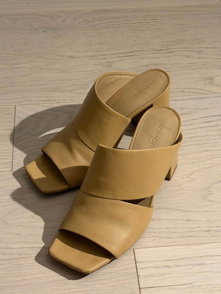 Vince Leather Crossover Slide Mules